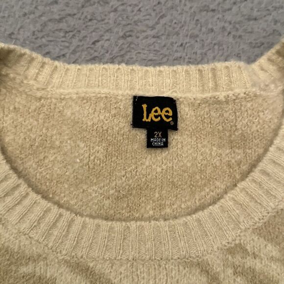 NWT Lee‎ Zebra Print Sweater Women's 2X Beige Lightweight Stretch Crew Neck - Picture 2 of 8